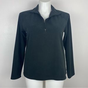Eddie Bauer Solid Black Quarter Zip Fleece Sweater Women’s Size L